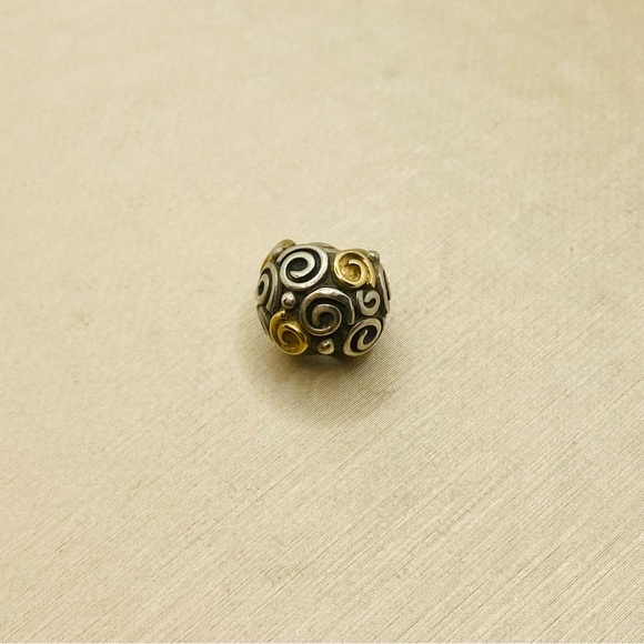 EUC Pandora 790414 Sterling Silver w/ 14k Yellow Gold Rose Bud Bead - Picture 10 of 13